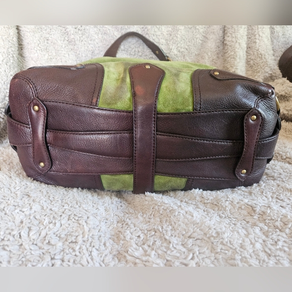 RARE MICHAEL KORS 2008 Grp een Suede Brown Leather XL Hobo bag Vintage purse - Picture 5 of 16